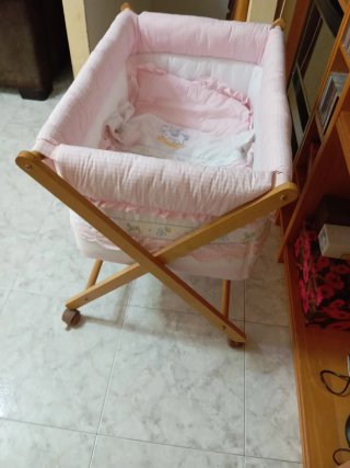 Minicuna bebé rosa
