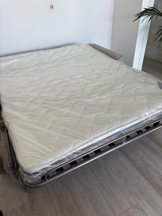 Divano letto matrimoniale beige 196 cm