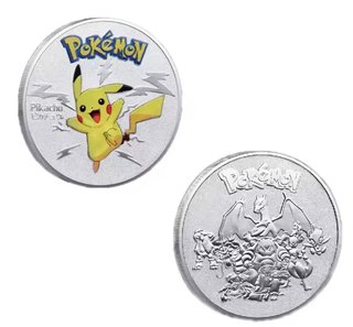 Lote 8 medallas de Pokémon chapado en plata 999