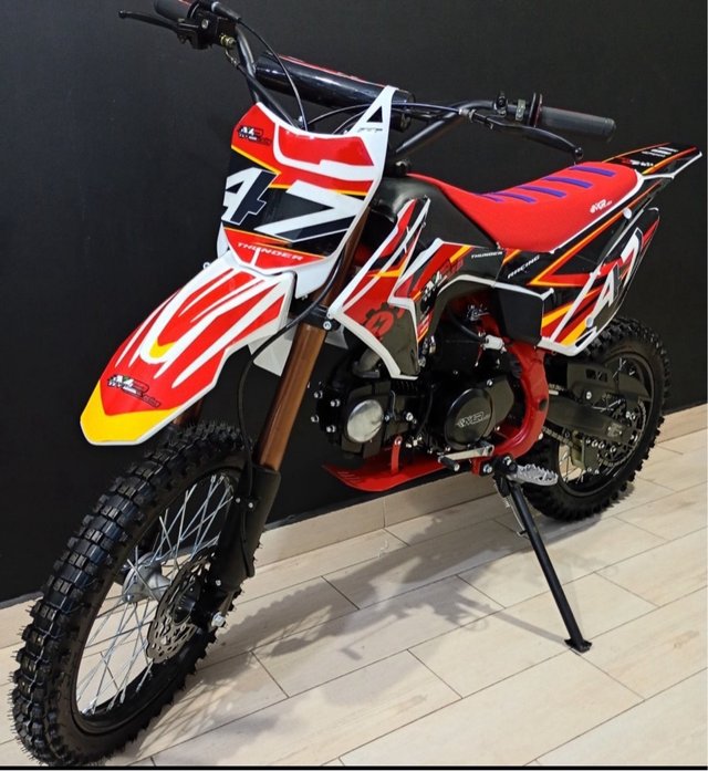 Pit Bike 125cc Motocross Infantil Roja y Blanca