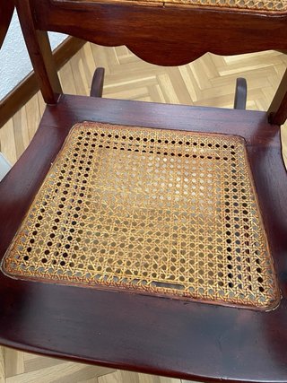 Mecedora antigua madera maciza rejilla vintage