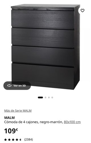 Cómoda MALM Ikea 4 cajones negro-marrón