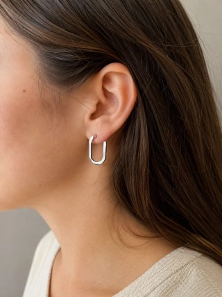 Pendientes Aros Rectangulares Plateados