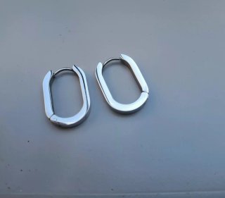 Pendientes Aros Rectangulares Plateados