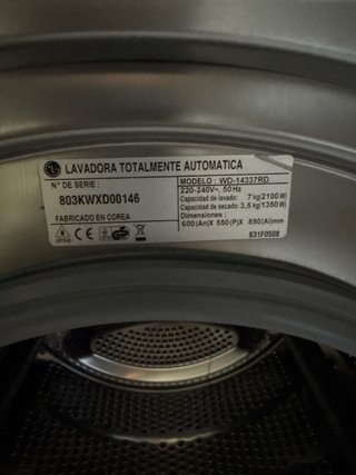 Lavadora Secadora LG 7kg/3.5kg WD-14337RD
