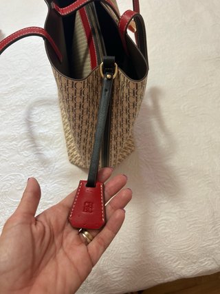 Bolso Carolina Herrera Beige y Rojo