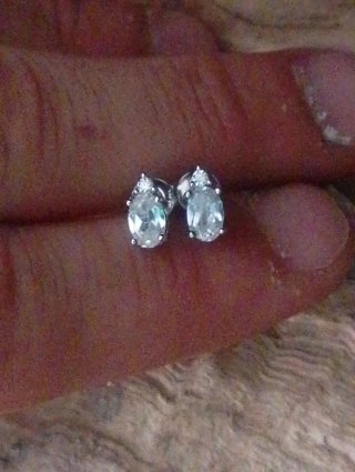 Pendientes Plata y circón natural Ovalada