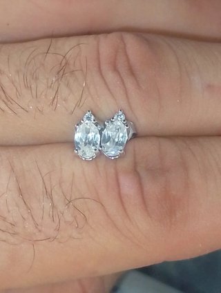 Pendientes Plata y circón natural Ovalada
