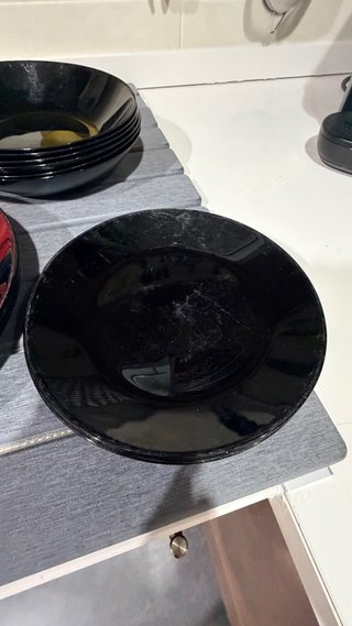 Juego de platos negros cristal
