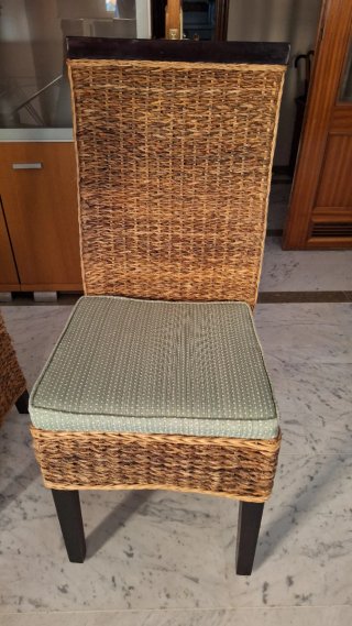 Sillas comedor madera y ratán
