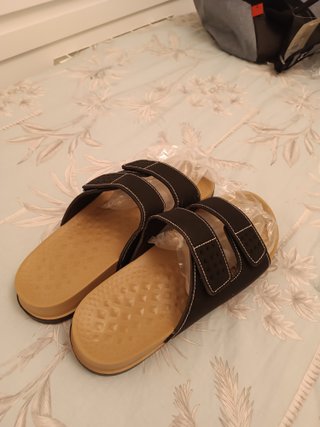 Sandalias Hombre Talla 46 Negras y Beige