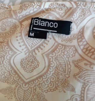 Blusa mujer manga 3/4 beige y marrón