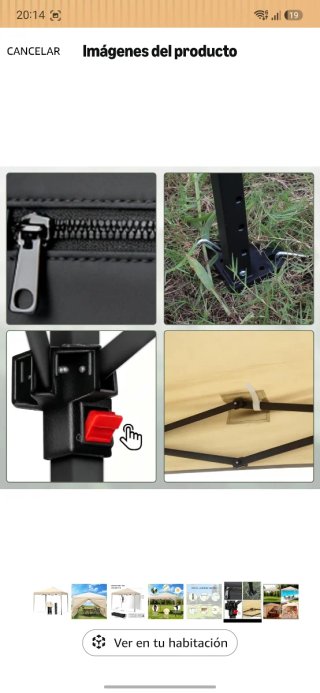 Carpa plegable beige y negra