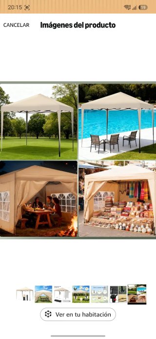 Carpa plegable beige y negra