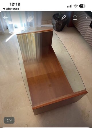 Mesa de centro cristal y madera