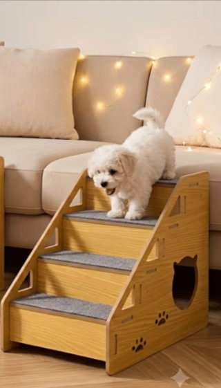Escalera para mascotas de madera