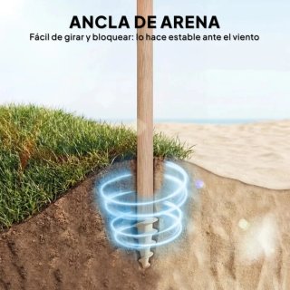 Sombrilla de playa beige y blanca