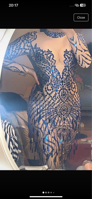 Vestido de Novia Beige y Azul