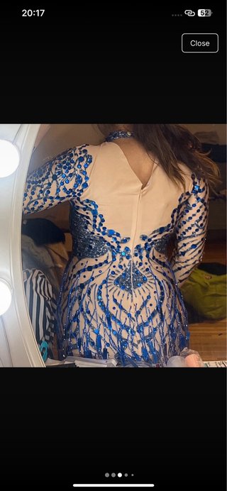 Vestido de Novia Beige y Azul