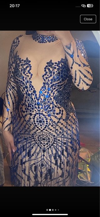 Vestido de Novia Beige y Azul