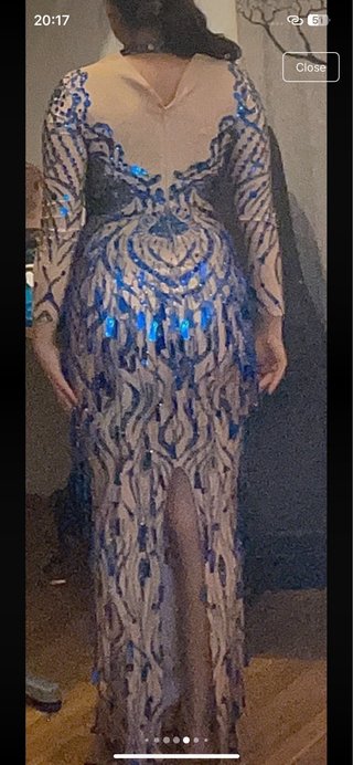 Vestido de Novia Beige y Azul