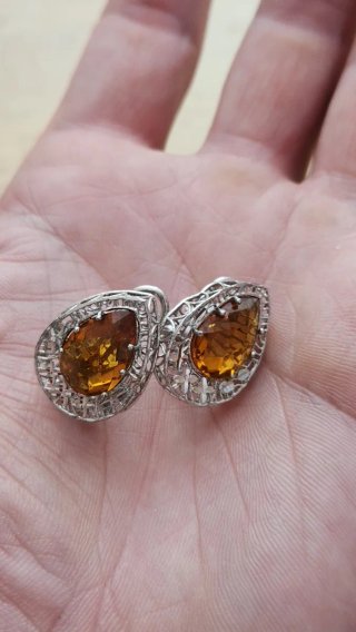Pack 2 pares de pendientes plata citrino y coral