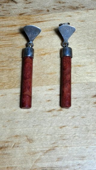 Pack 2 pares de pendientes plata citrino y coral