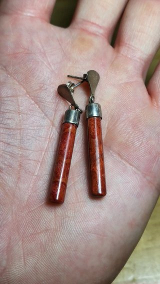 Pack 2 pares de pendientes plata citrino y coral