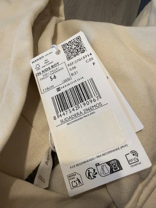 Sudadera Mango Niño Talla M Nueva es de 5 a 6 años