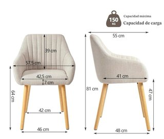 Sillas comedor beige y madera