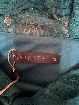 Vestido fiesta verde lentejuelas encaje XL