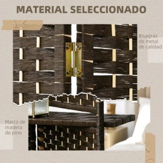 Biombo separador de mimbre 4 paneles