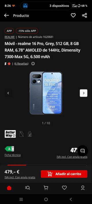 Teléfono Realme 16 Pro 5G azul