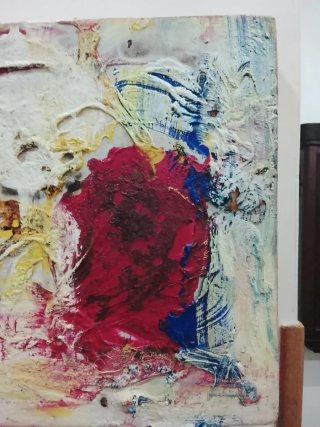 Dipinto olio su legno multicolore