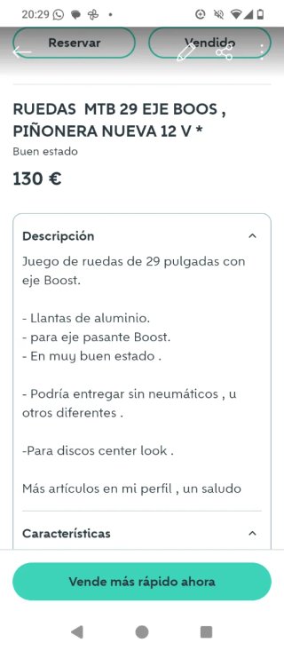 Ruedas MTB 29 Eje Boost , piñonera Nueva 12V