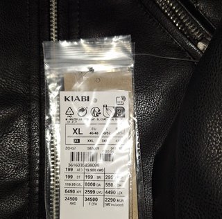 Chaqueta motera cuero Kiabi (Negra)
