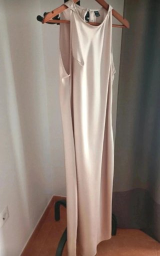 Vestido largo beige halter