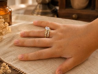 Pareja Anillos Dorados Circonitas Talla 21.4 mm
