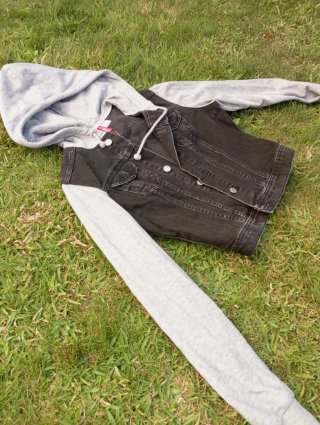 Chaqueta Sudadera Denim Gris y Negro