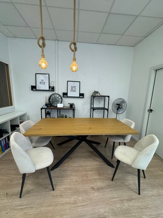 Muebles salón industrial madera y negro