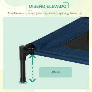 Cama elevada para perros azul