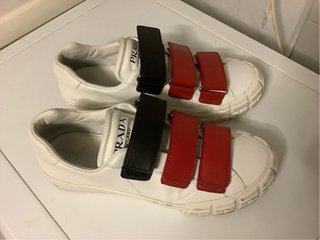 Scarpe Prada uomo Velcro Bianche Rosse wheel