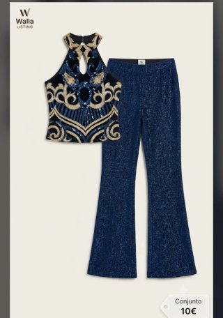Conjunto lentejuelas pantalón campana y top