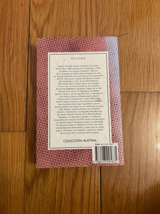 Libro teatro “Luces De Bohemia” de Valle Inclán