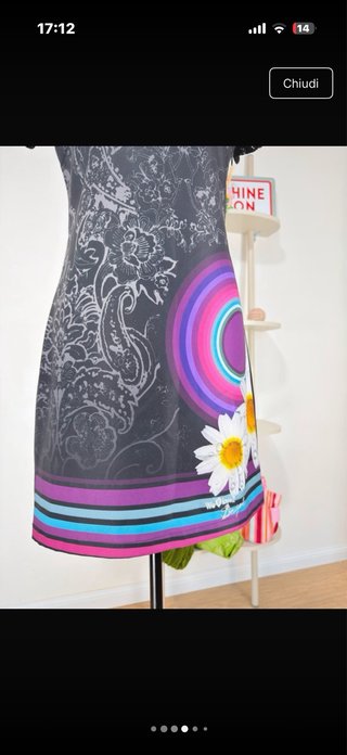 Abito Desigual corto nero multicolor taglia S