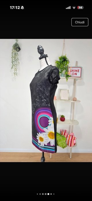 Abito Desigual corto nero multicolor taglia S