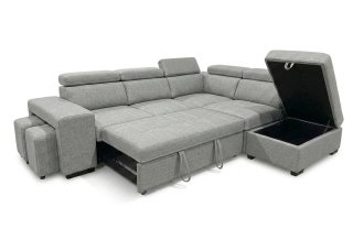 Sofá Cama Gris Claro + 2 Butacas Y PUFF CON ARCON