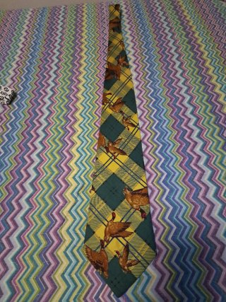 Corbata Lamberto vintage. Seda, estampado de patos