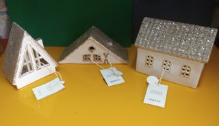 Zara Home 3 Adornos Cerámica Casas Navidad NUEVOS