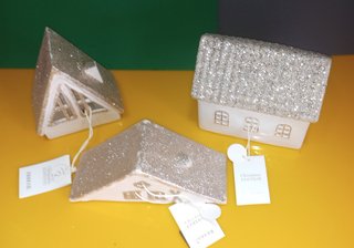 Zara Home 3 Adornos Cerámica Casas Navidad NUEVOS